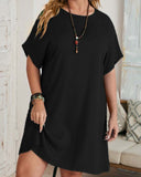 Women's fashion new solid color bat sleeve dress