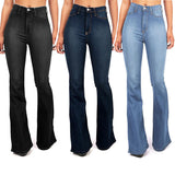 Women's Jeans Washed Slim Skinny Micro Flare Pants Long Pants
