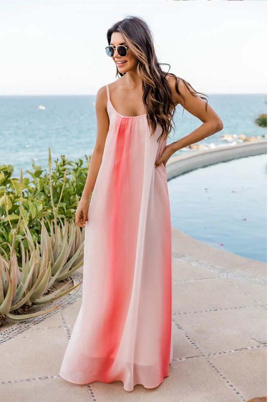 Women's Sexy Gradient Chiffon Halter Beach Dress Large Size Dresses
