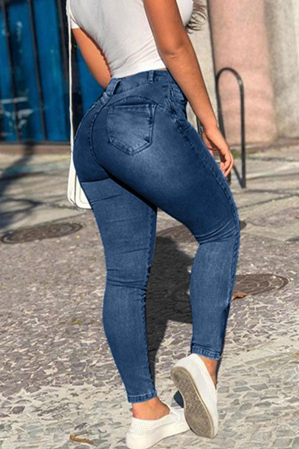 New Trendy Women's Pants High Waist Zipper Jeans