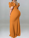 Sexy Ruffle Sleeve Hip Backless Dress Dress