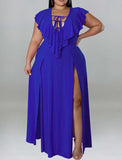 Women's Sexy Strappy Backless Solid Color Plus Size Dress