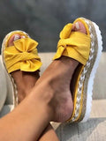 Yellow Women Casual Daily Comfy Bowknot Slip On Sandals