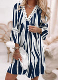 White Blue A-Line Casual Weaving Dress