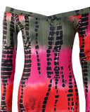Purple Off Shoulder Abstract Print Mermaid Dress