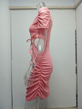 Pink Dresses Female Short Sleeve Package Hip Tight Short Skirt