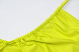 Yellow Green V-neck Backless Lace-up Split Dress