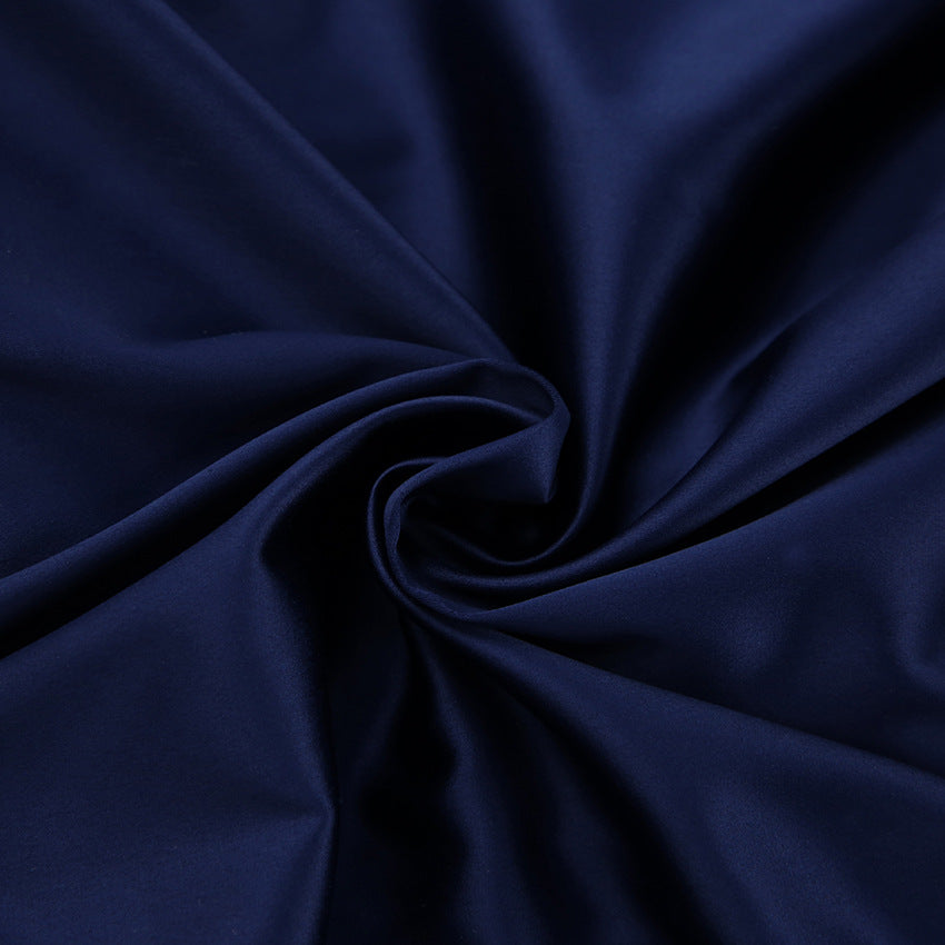 Blue Long-sleeved Shirt Dress Padded Shoulder Sexy Slim Package Hip Short Dress