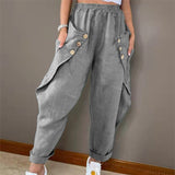 Summer New Women's Casual Pocket Button Waist Casual Trousers