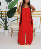 Fashion Sexy Suspenders Solid Color Wide Leg Jumpsuit