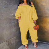 Fashion Loose Casual Strapless Large Yard Solid Color Jumpsuit