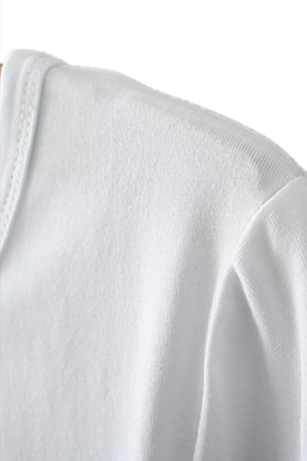 White Fashion Print Letter O Neck T-Shirts