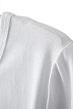 White Fashion Print Letter O Neck T-Shirts
