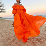 Vacation Strapless Solid Color Dress