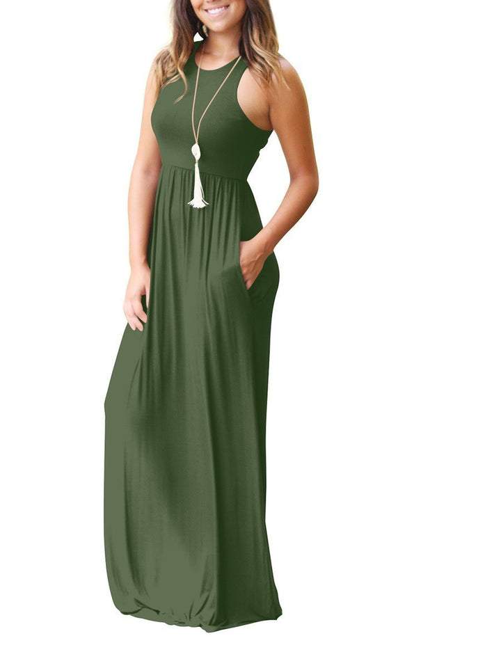 Sleeveless Solid Color Dress