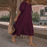 VACATION PUFF SLEEVE COLOR DRESS