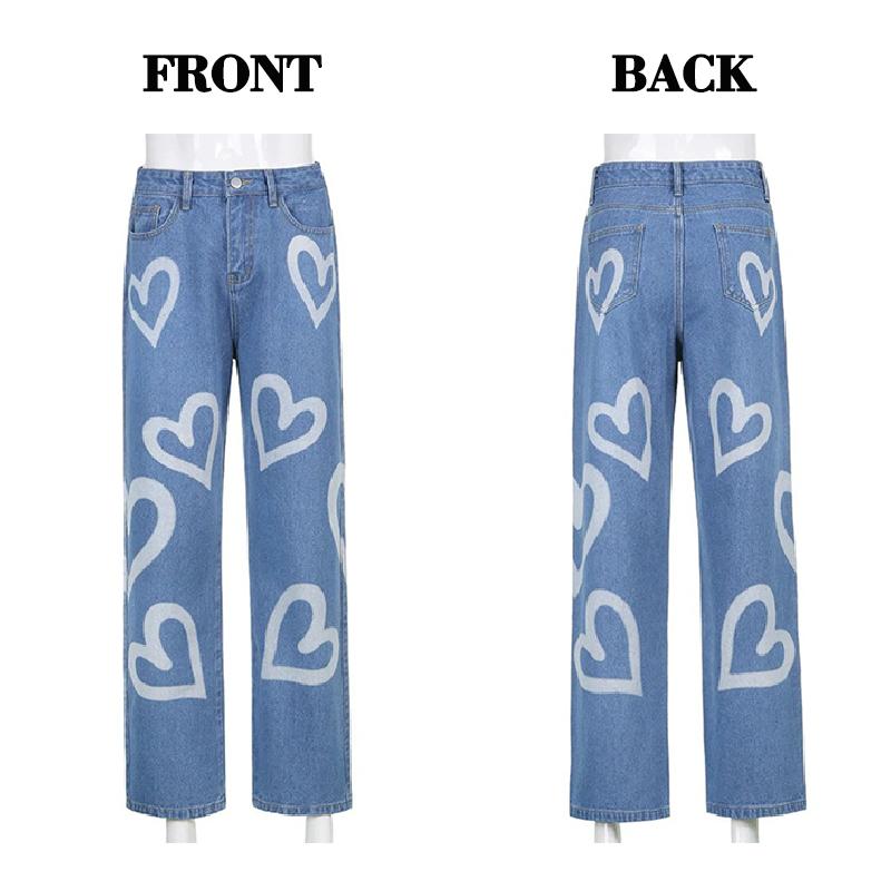 Heart Design High Waist  Jeans