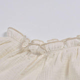 Beige Loose Cotton Linen Ruffle Dress