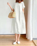 Simple Literary Loose Solid Color Shift Dress