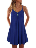 Sexy V-neck Sling Button Casual Dress