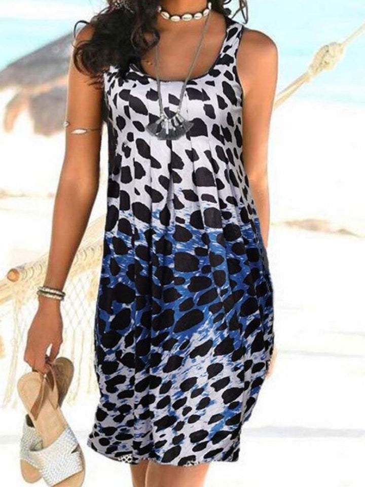 Sexy gradient leopard print strap dress