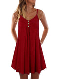 Sexy V-neck Sling Button Casual Dress