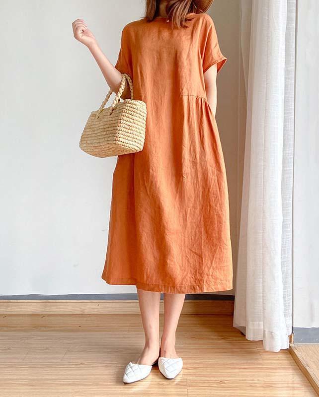 Simple Literary Loose Solid Color Shift Dress