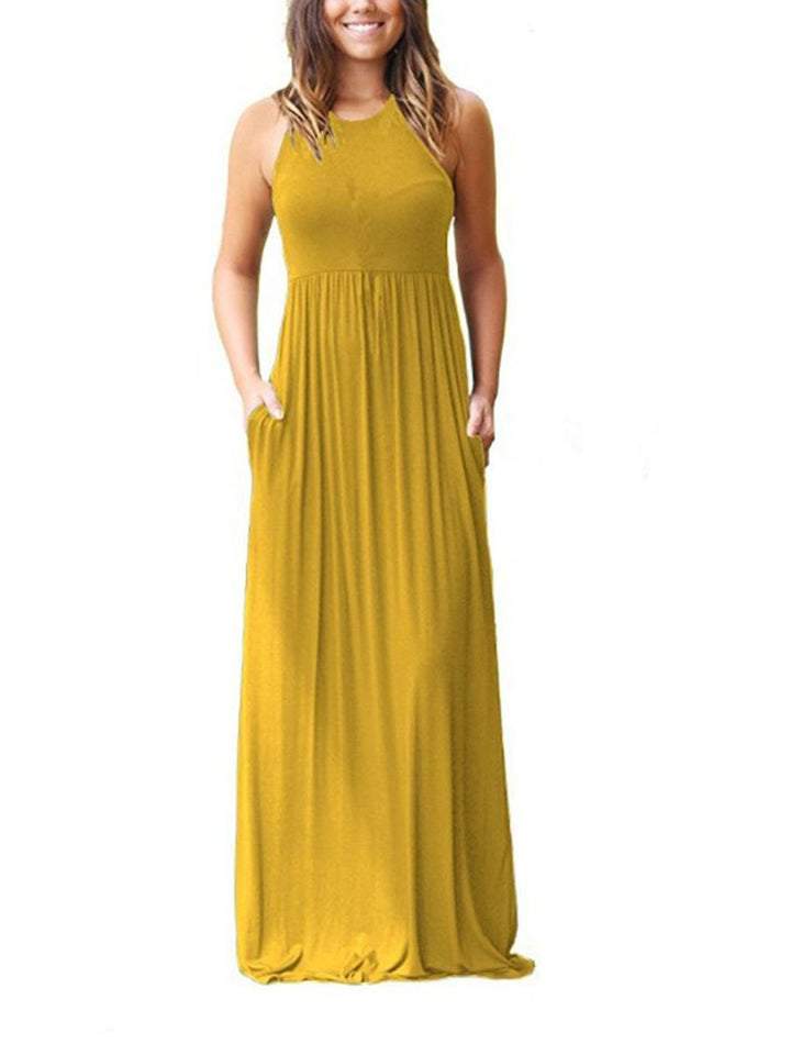 Sleeveless Solid Color Dress