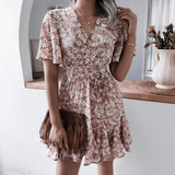 Slim Floral Short Dress