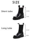 Women's leather platform mid-tube Martin boots
